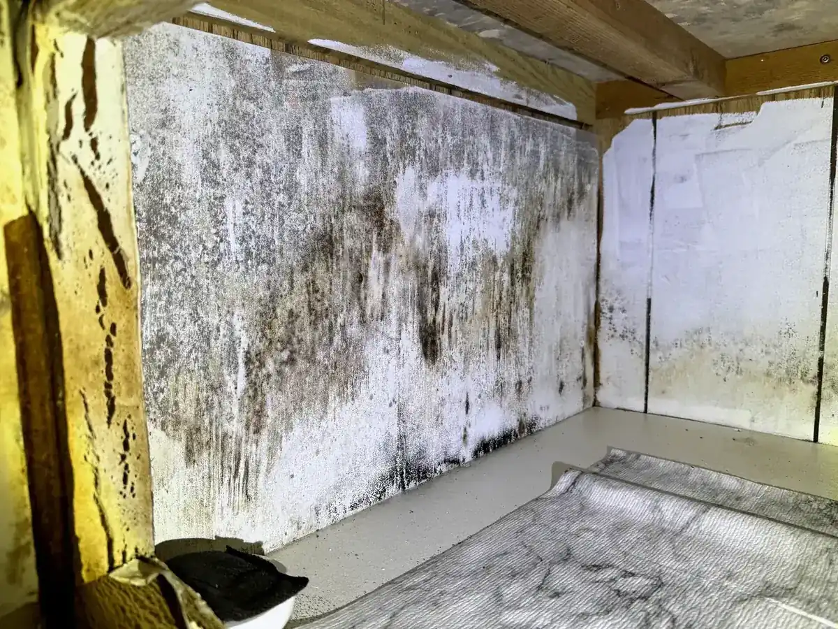Microbial-like growth inside a cabinet evaluated after a water leak